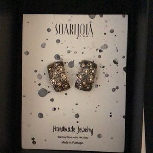 Sterling silver and 14k gold earring